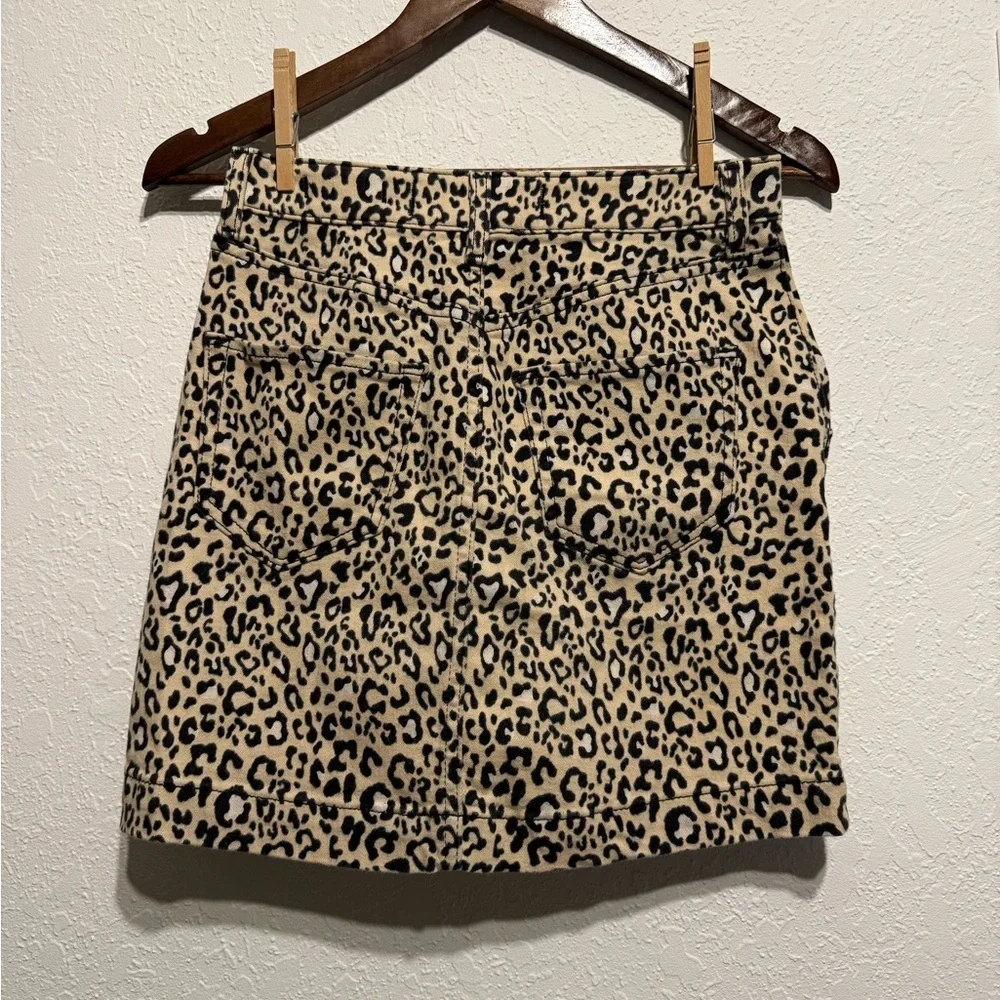 Hollister Ultra High Rise Leopard Print Button Front Mini Skirt Size 1 (25) Nude